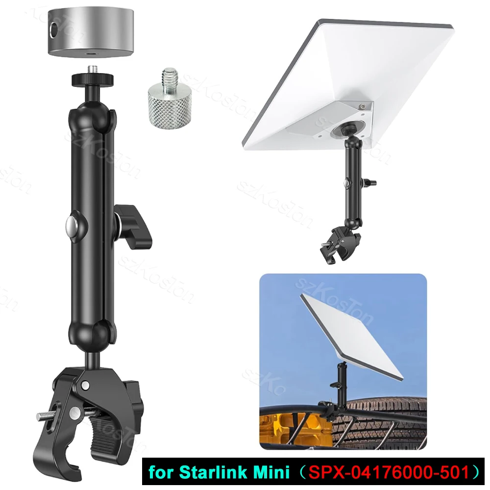【2025 NEW】Clamp Mount Kit for Starlink Mini（SPX-04176000-501）Adjustable Rod Installation Metal Stand for Car RV Yacht Camper