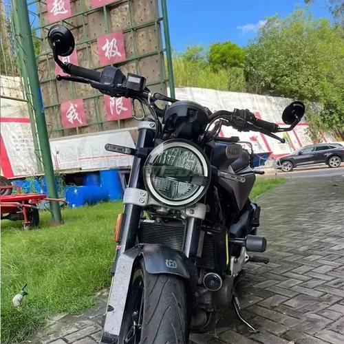 Imagen 2 del producto Para Husqvarna Svartpilen 401 250 701 retrovisor de cristal azul manillar redondo extremo de barra espejos retrovisores laterales accesorios de motocicleta