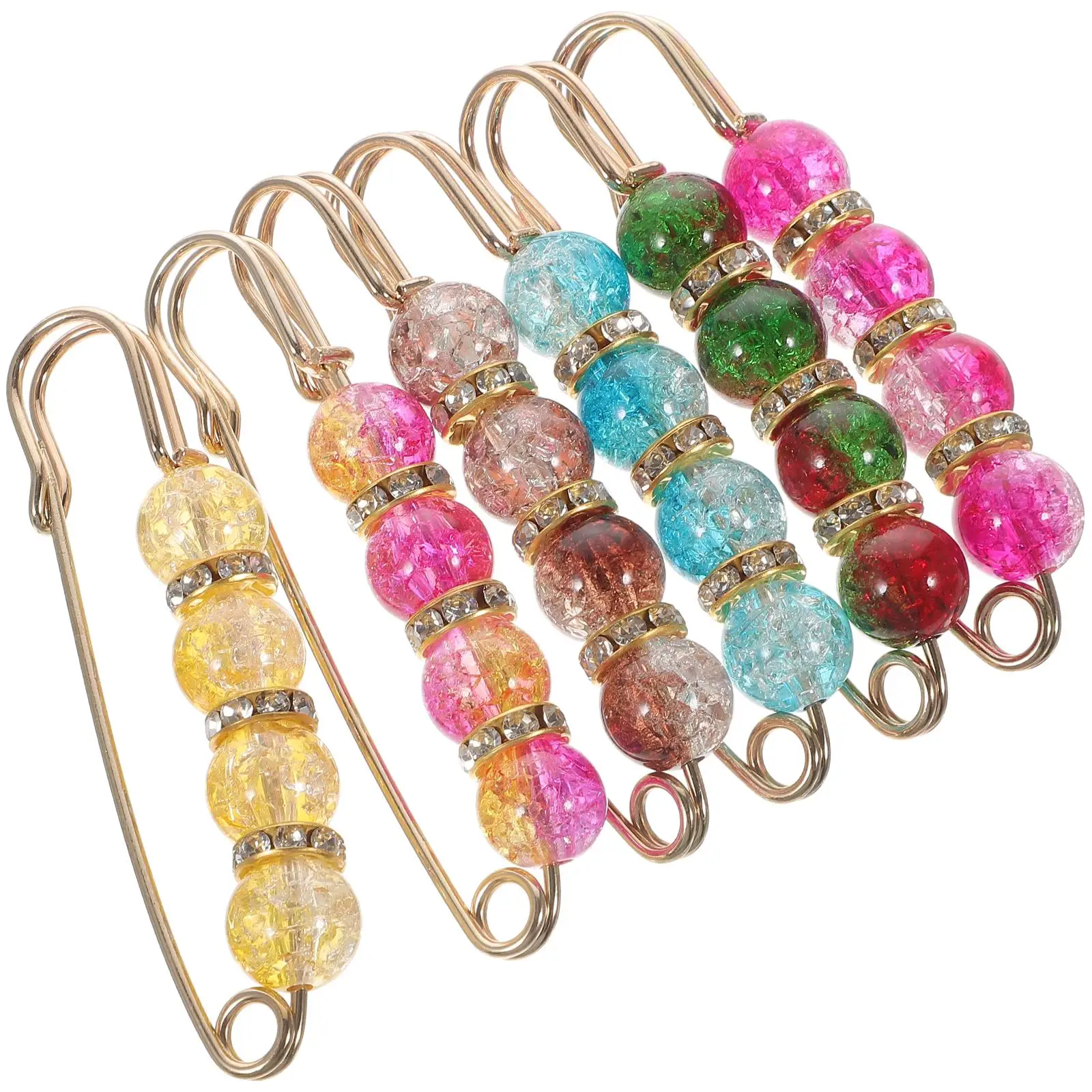 

6 Pcs Brooch Jewelry Alloy Crystal Pearl Shawl Pins Clothes Safety Clips for Women Bride Gifts Fashion Accessories