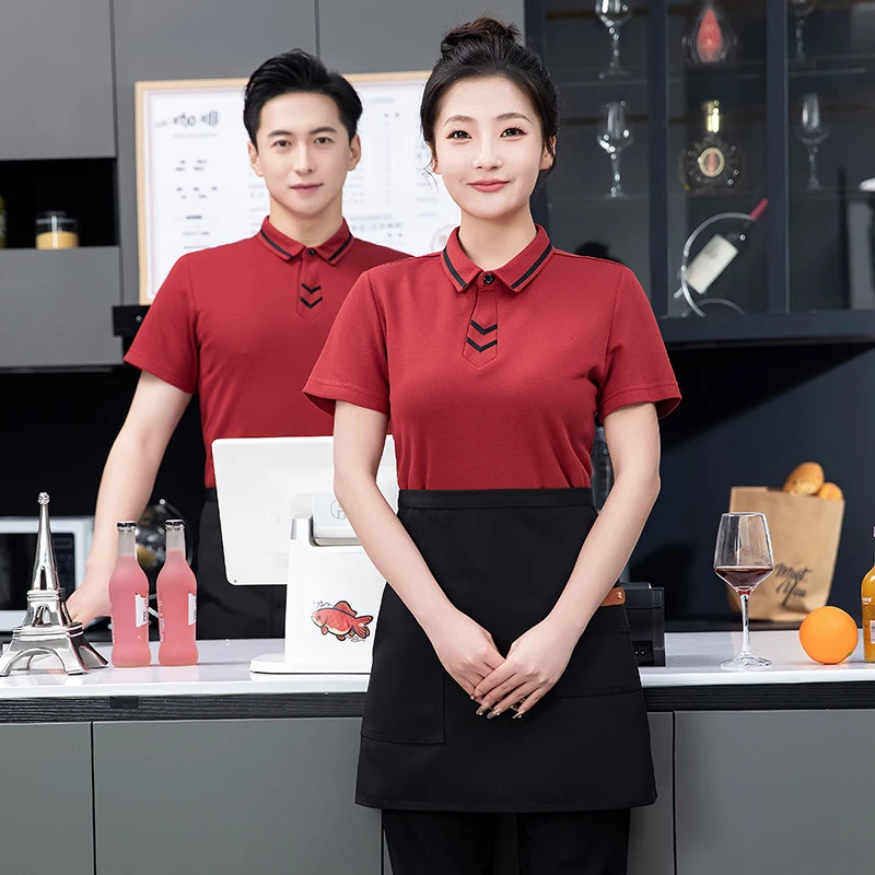 

Новые футболки с имитацией шарфа для мужчин и женщин, с короткими рукавами, модные, для общепита, барбекю, хот-пота, молочного чая, для персонала ресторанов.