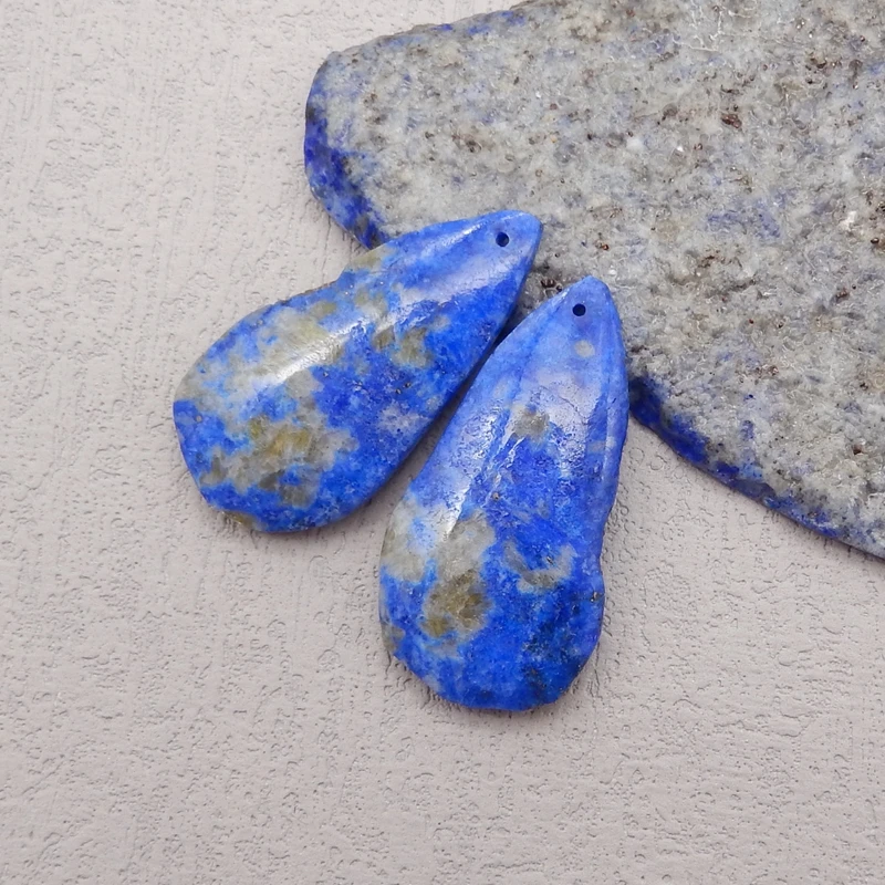 Natural Stone Lapis Lazuli Earring Beads,Fashion Jewelry DIY Gemstone Earrings Accessories For Women 36x19x5mm 11g