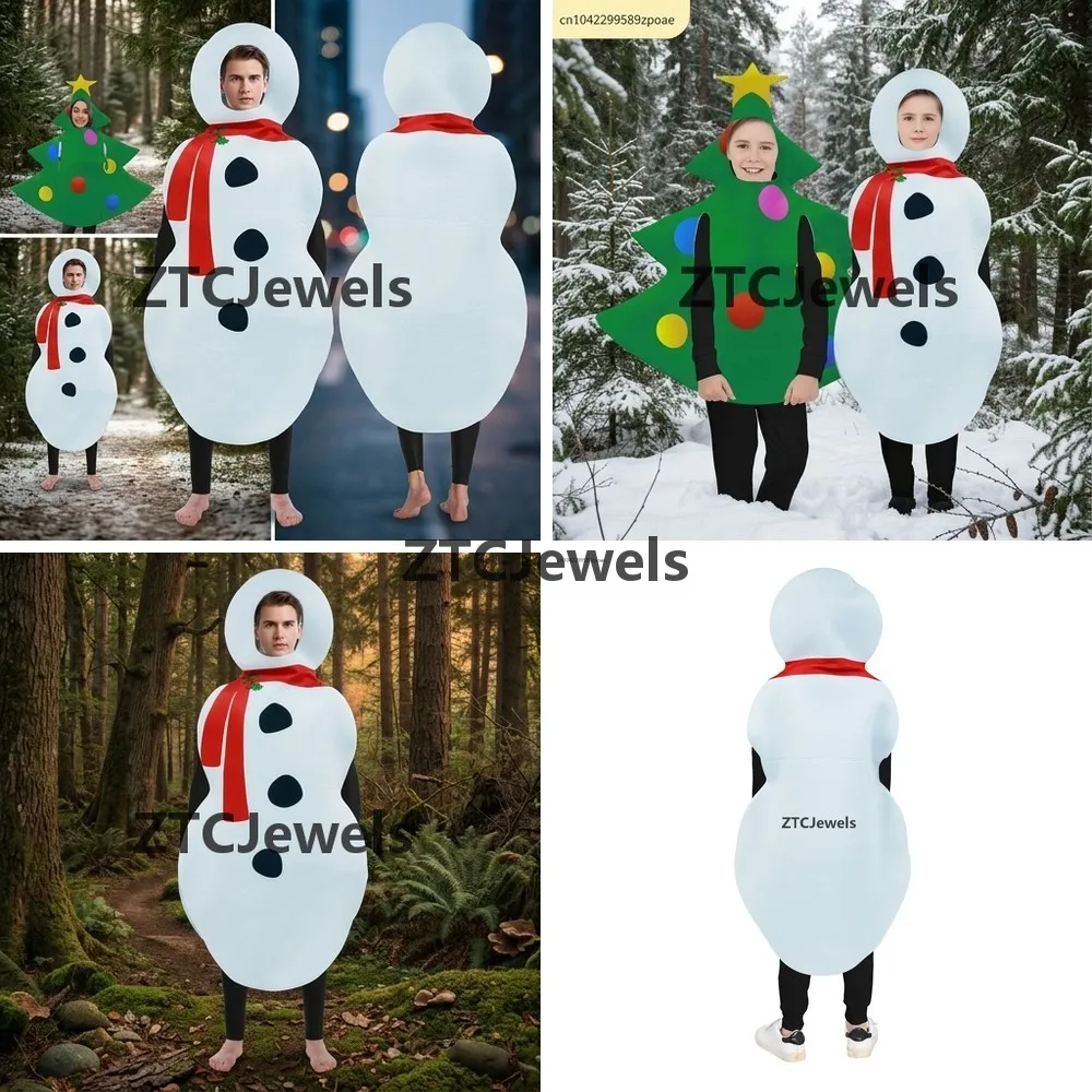 

Christmas Tree Snowman Cosplay Costume Digital Printing Bodysuit for Adult Kids Party Performance Masquerade Fun Role Play