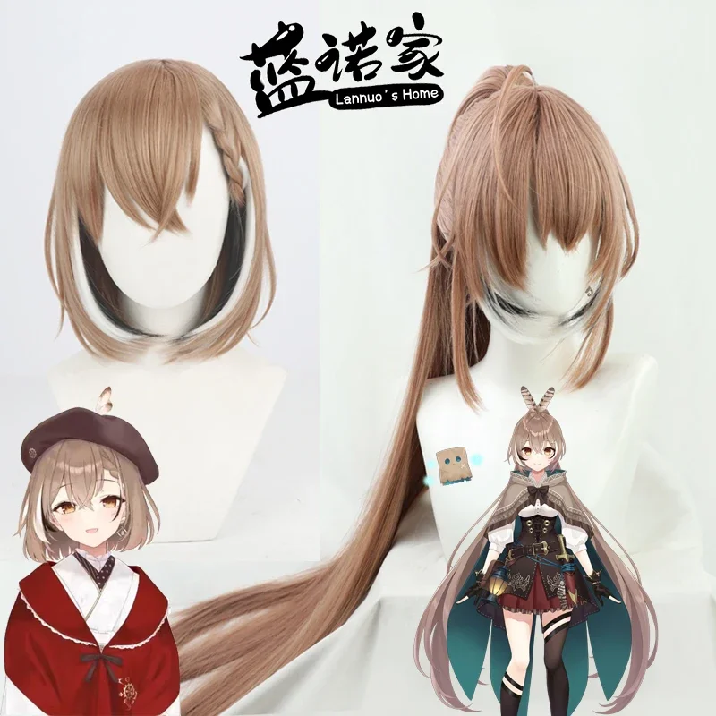 

Synthetic Hair Nanashi Mumei Cosplay Wigs Virtual YouTuber Nanashi Mumei Straight Brown Mixed White Wig Heat Resistant