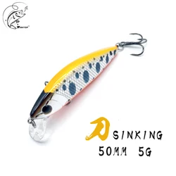 THRITOP High Quality Fishing Bait Sinking Minnow Wobblers 5G 50MM TP184 Hard Lure 5 Different Colors Fishing Accessories