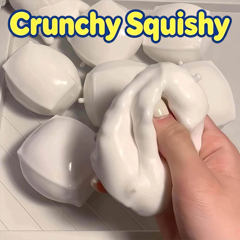 Tofu Crunchy Squishy Moldable Squeeze Toy Round Blocks Filled Stress Relief Fidget Toy ASMR Sensory Decompression Toy Gifts