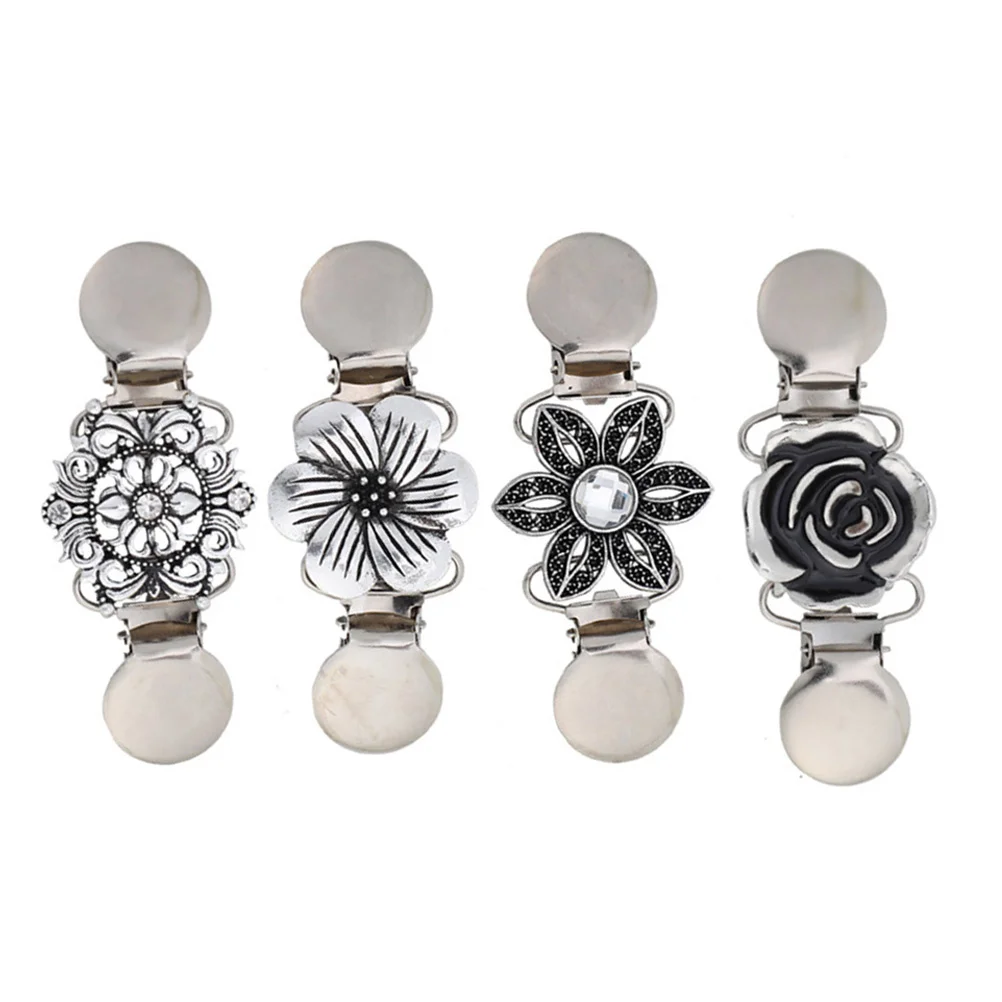

4pcs Retro Clips Retro Clothing Clip Vintage Duckbill Clip For Clothing Shawl Sweater Collar Pin Fashion Accessory Silver