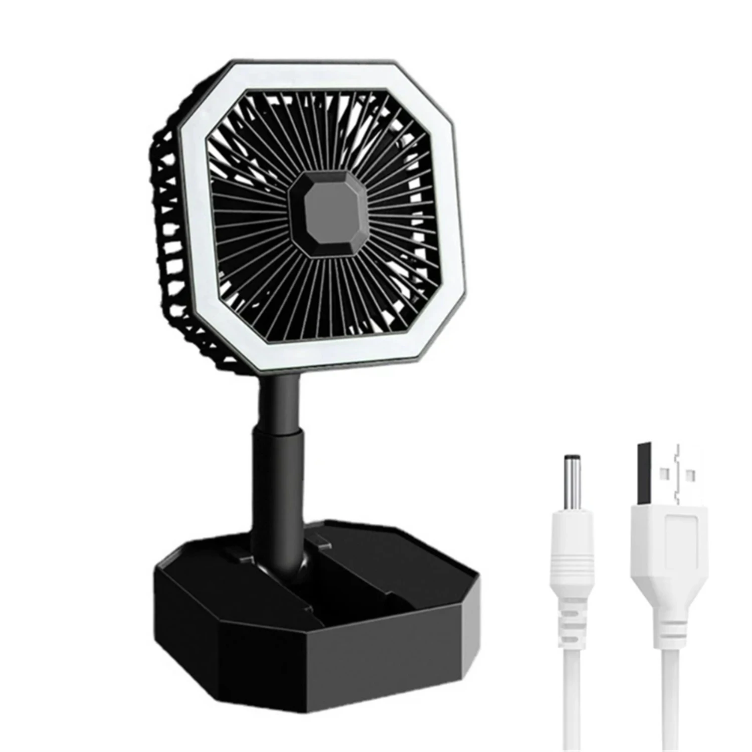 Ideal On-the-Go Cooling Accessory - Convenient Lightweight Portable Rechargeable Mini Folding Fan with Light - Multifunctional 2