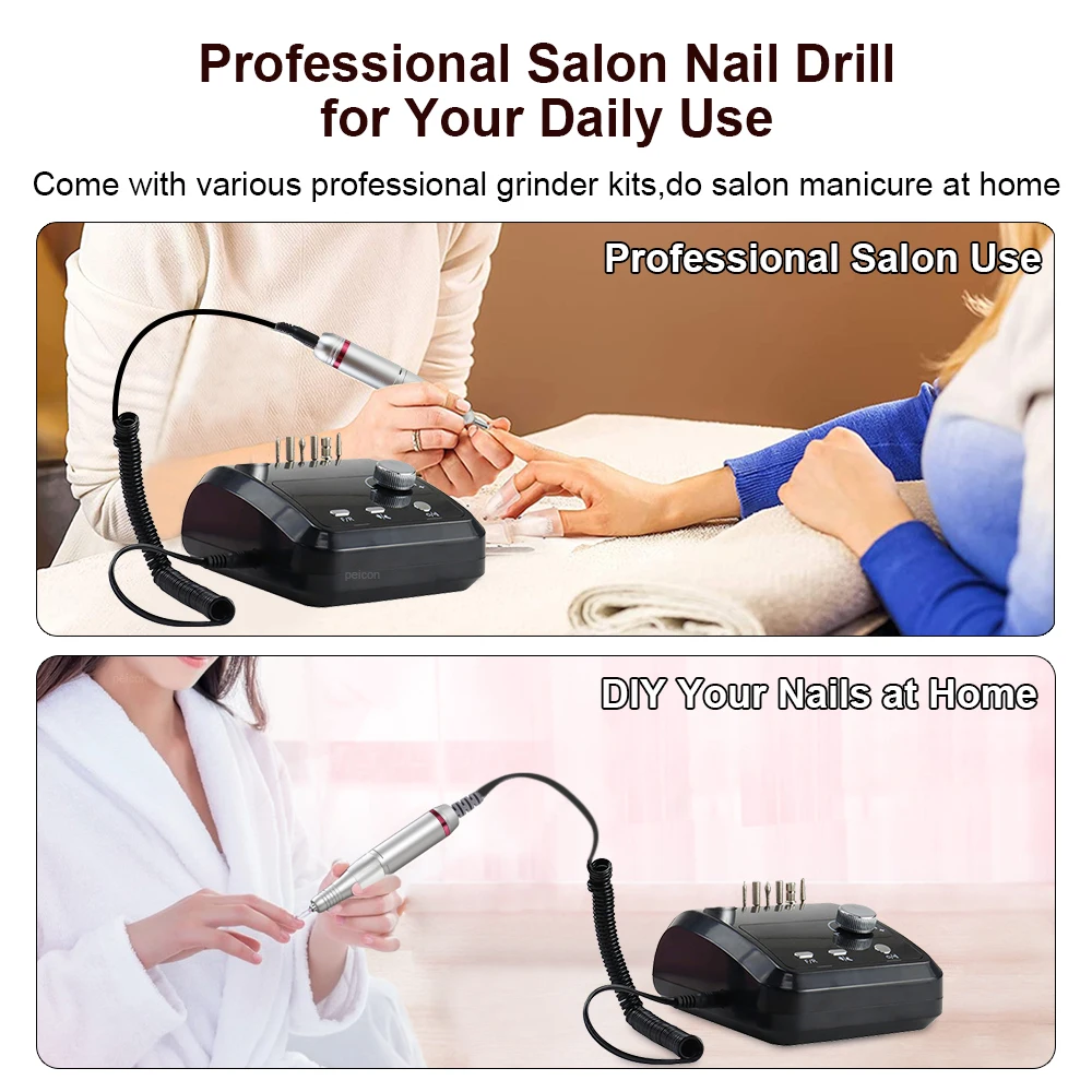 Electric Nail Drill Machine 45000RPM Electric Drill for Manicure Portable Nail Drill Polisher Professional Nail Lathe Sander