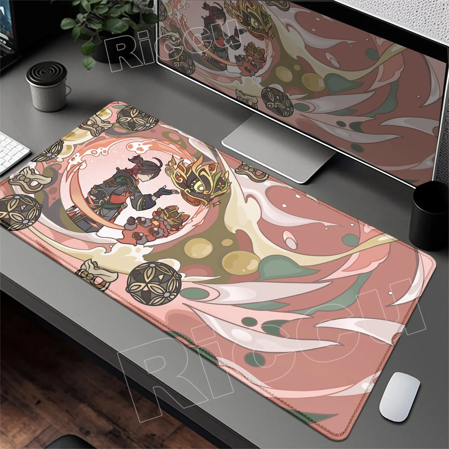 

HD Liyue Character Mousepad Gaming Zhongli Ningguang Genshin Impact Rubber Laptop Gamer Mouse Pad Anime Large 900x400mm Desk Mat