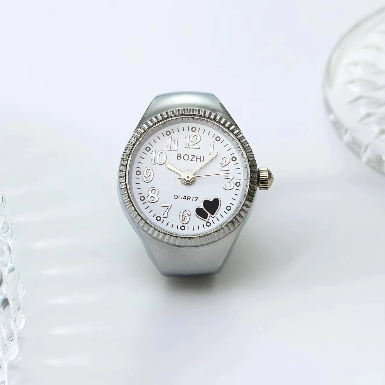 1 قطعة ساعة الموضة الرائعة يمكن أن ترى الوقت هدية إصبع ساعة حلقة حلقة ساعة إصبع ساعة طبعة صغيرة ساعة جيب شخصية