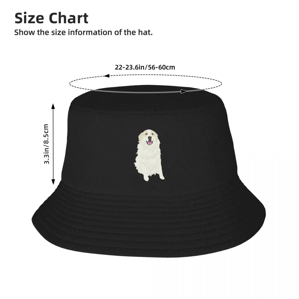 Tan Eared Great Pyrenees Pattern Bucket Hat Wild Ball Hat Big Size Hat Cap Man Beach Women's Clothing Men's