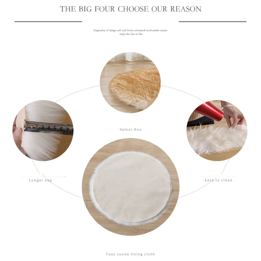 30*30 سنتيمتر الفاخرة الاصطناعي جلد الغنم لينة السجاد غطاء كرسي غرفة نوم الكلمة حصيرة مستديرة قابل للغسل السجاد غطاء كرسي ديكور المنزل