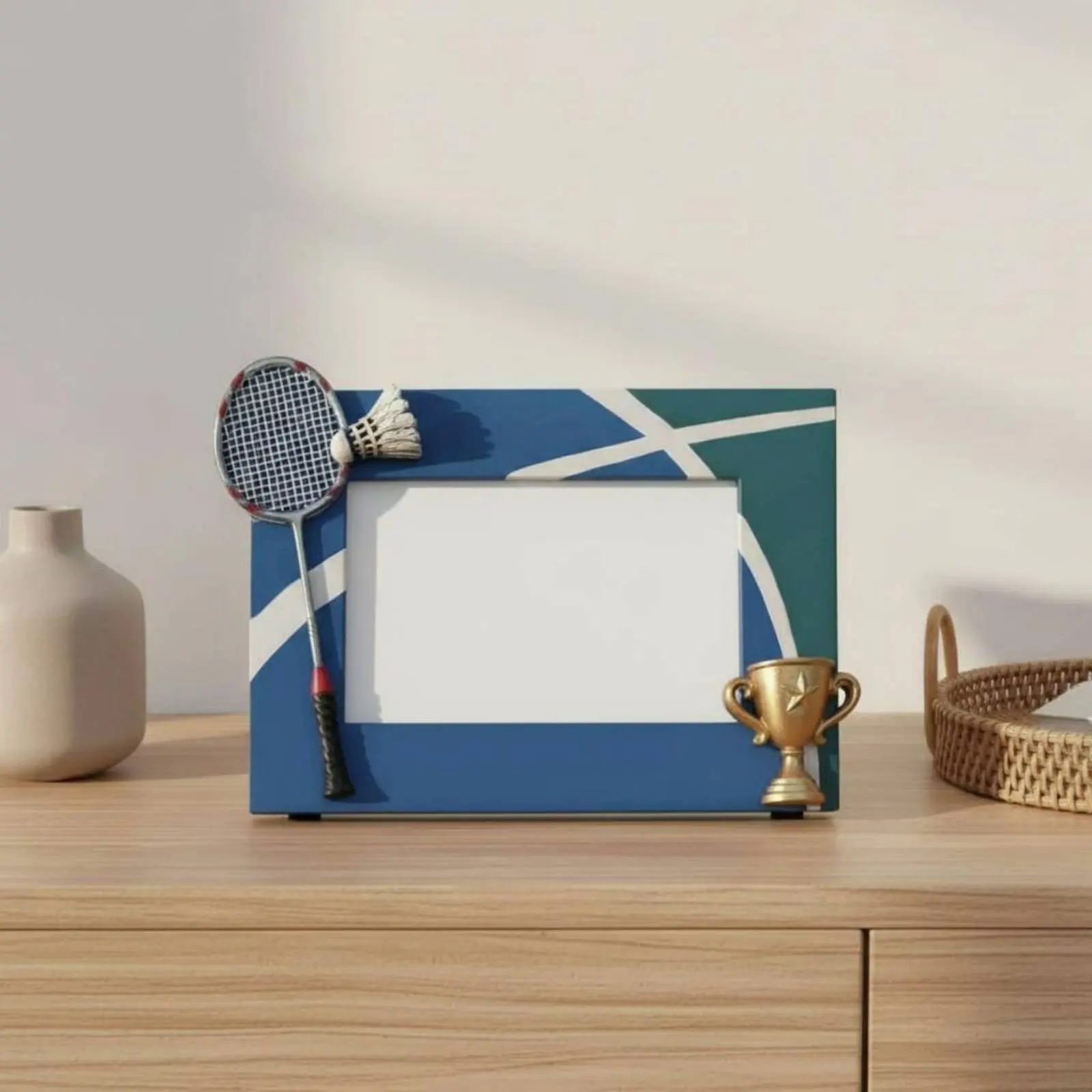 

Фоторамка для бадминтона, расписанная вручную, сувенирная рамка для бадминтона, украшение для рабочего стола, декор для дома, декоративный элемент для тренеров