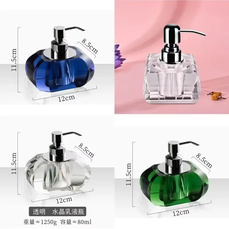 Crystal Glass Soap Dispenser for Bathroom Shampoo Bottle Hand Sanitizer with Anti Rust Stainless Steel Pump