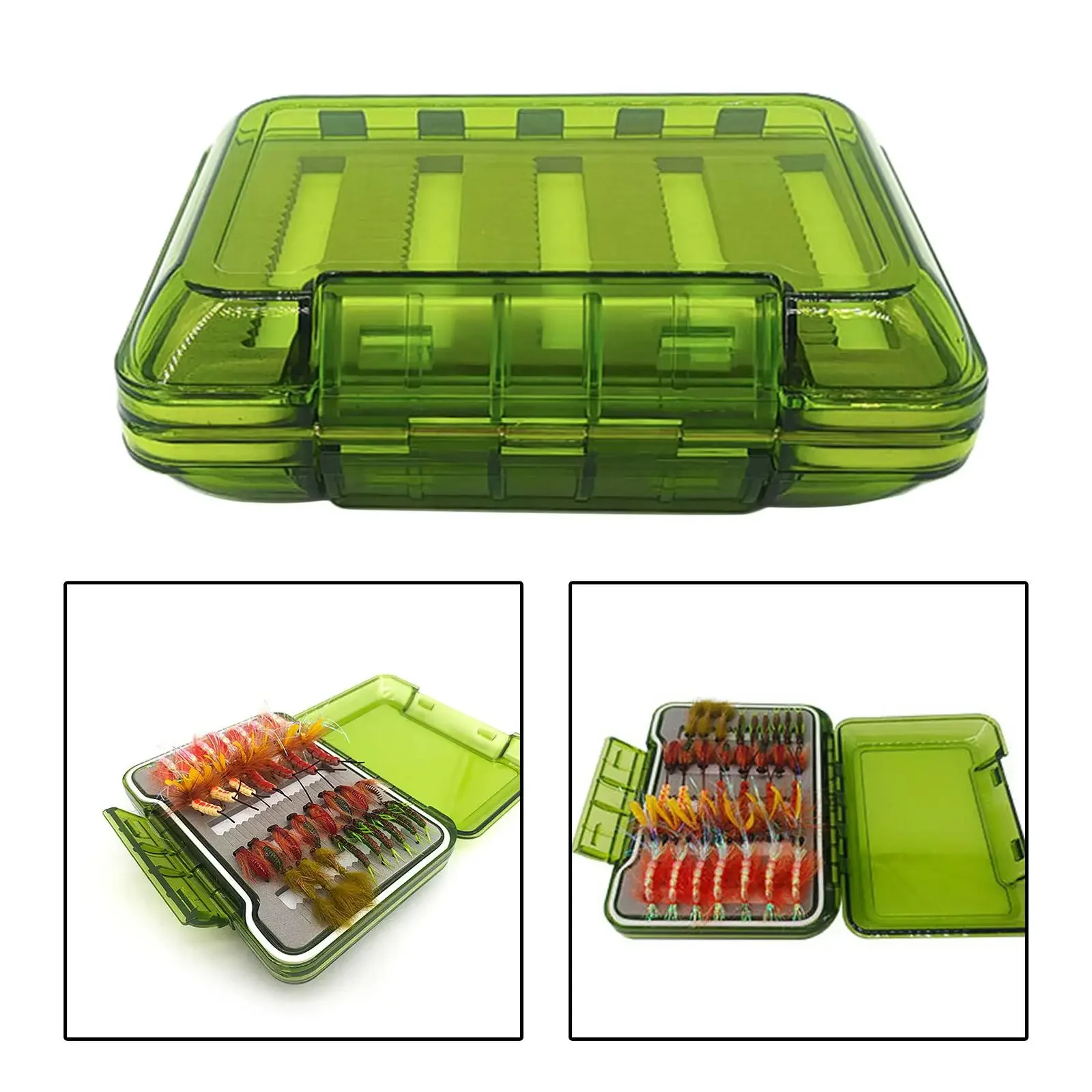 Waterproof Fly Box 2 Sided Fishing Lure Organizer Transparent Lid Wet Dry Fake Bait Case Fishing Lure Box Fly Fishing Box