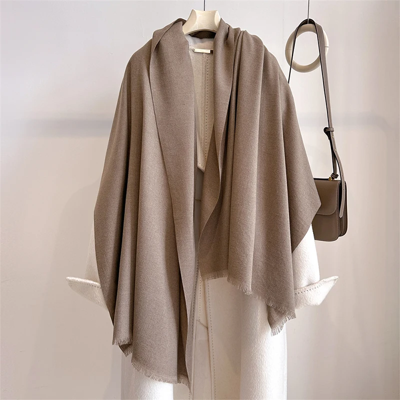 Luxury Winter Cashmere Scarf Women Solid Handkerchief Warm Pashmina Female Shawl Tassel Wrap Soft Pareo Bufanda Scarves Stole view 3