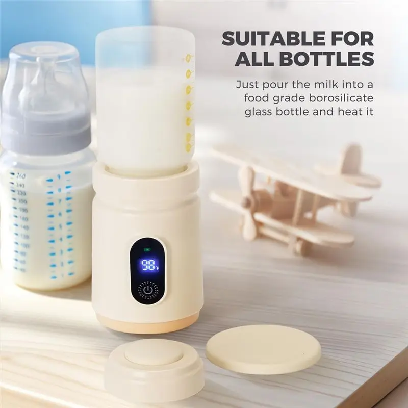 ABXE-Portable 4500Mah Baby Bottle Warmer With Fast Heating Leak-Proof Design, 4 Temp Settings Safety Milk Warmer For Baby