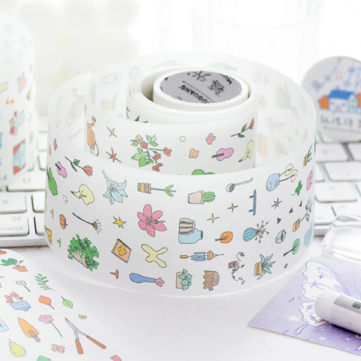 200cm/Roll INS Cartoon Masking Tapes Daily Life Decorative Label Stickers for Journal Scrapbooking Diary Album Stationery Tape