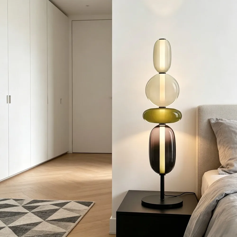 Italian Creative Colored Glass Designer LED Floor Light Living Room Bedroom Study Table Lamp Indoor Lighting Decor Candy Lights