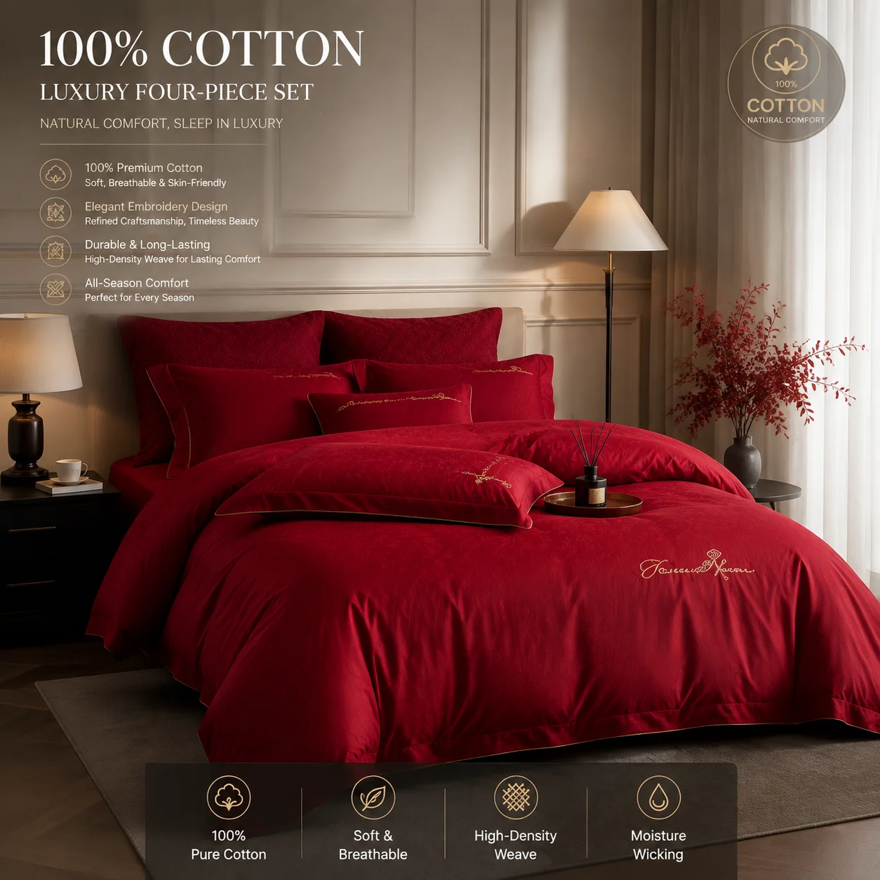 Floral Print 100% Cotton Bed Linen Bedding Sets Soft Skin Friendly Duvet Cover Bed Sheet Pillowcase Bedding Set