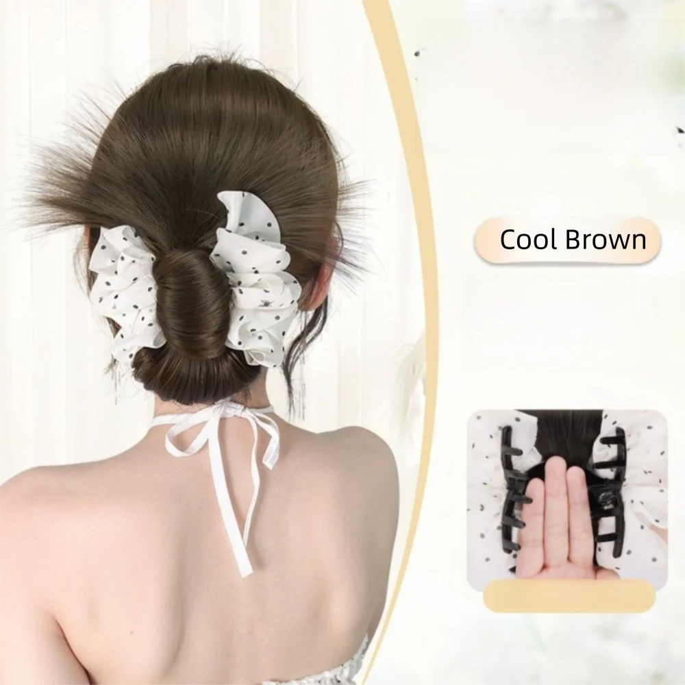 

New Synthetic Hair Bun Claw Clip Natural with Mesh Bun Head Wig Fluffy Wig Hair Clip Women