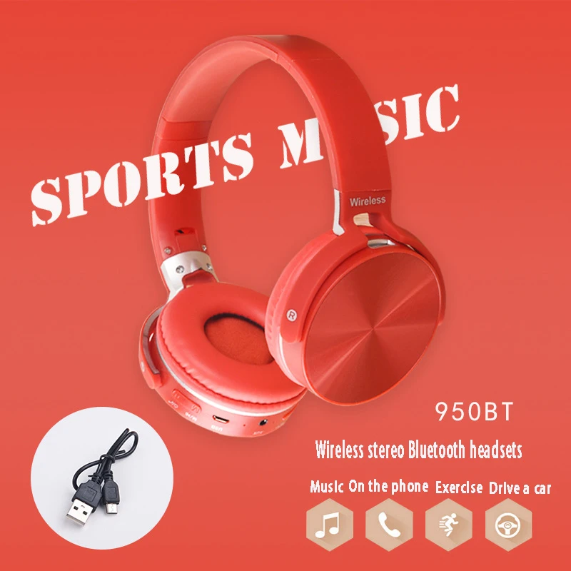 

Bluetooth Headphones 950BT Metal Laser FM Card Pluggable High Sound Quality Bluetooth Headphones