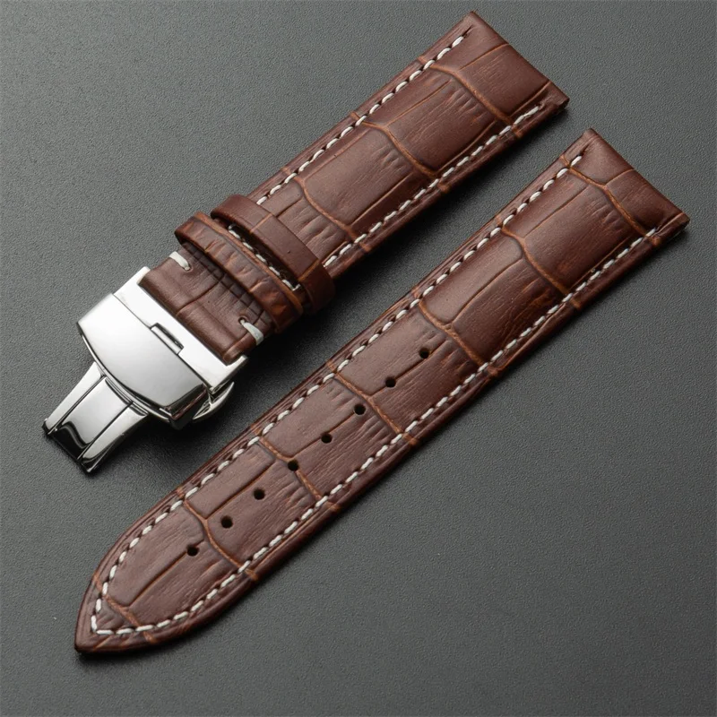 Watchband 12mm18mm 19mm 20mm 21mm 22mm 24mm Soft Calf Genuine Leather Watch Strap Alligator Grain Watch Band for Tissot Seiko