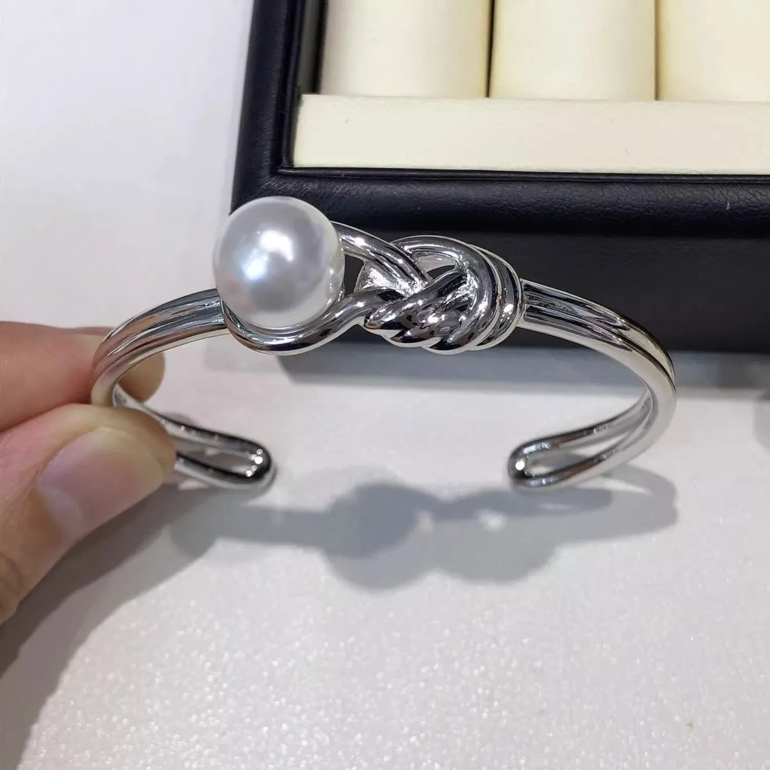 

MeiBaPJ 11-12mm Natural Semiround Pearl Fashion Bracelet Bangle for Women Charm Fine Wedding Jewelry