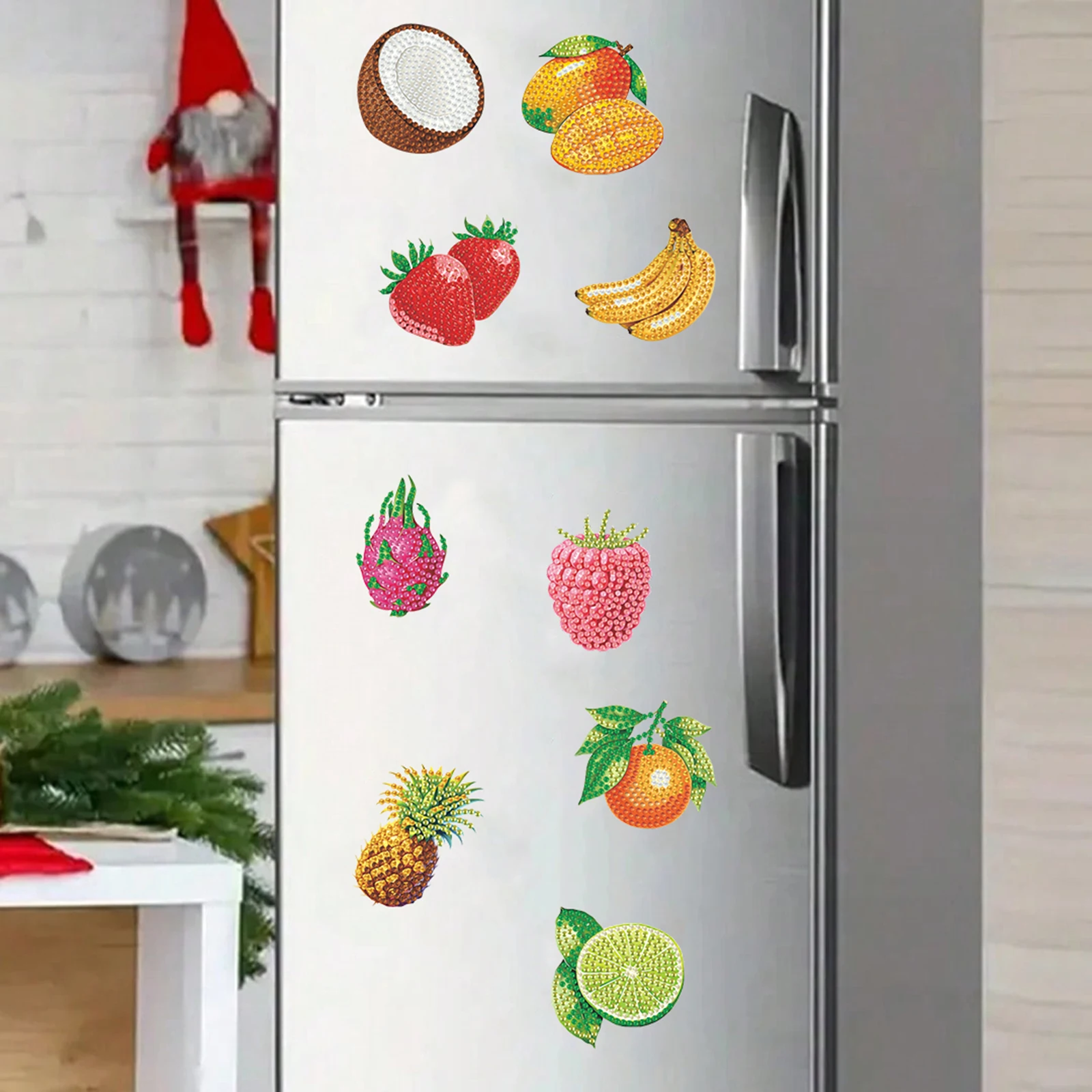 20pcs Acrylic DIY Diamond Art Fridge Magnet Kit Food DIY Art Fridge Magnet Refrigerator Sticker Refrigerator Diamond Art Magnets