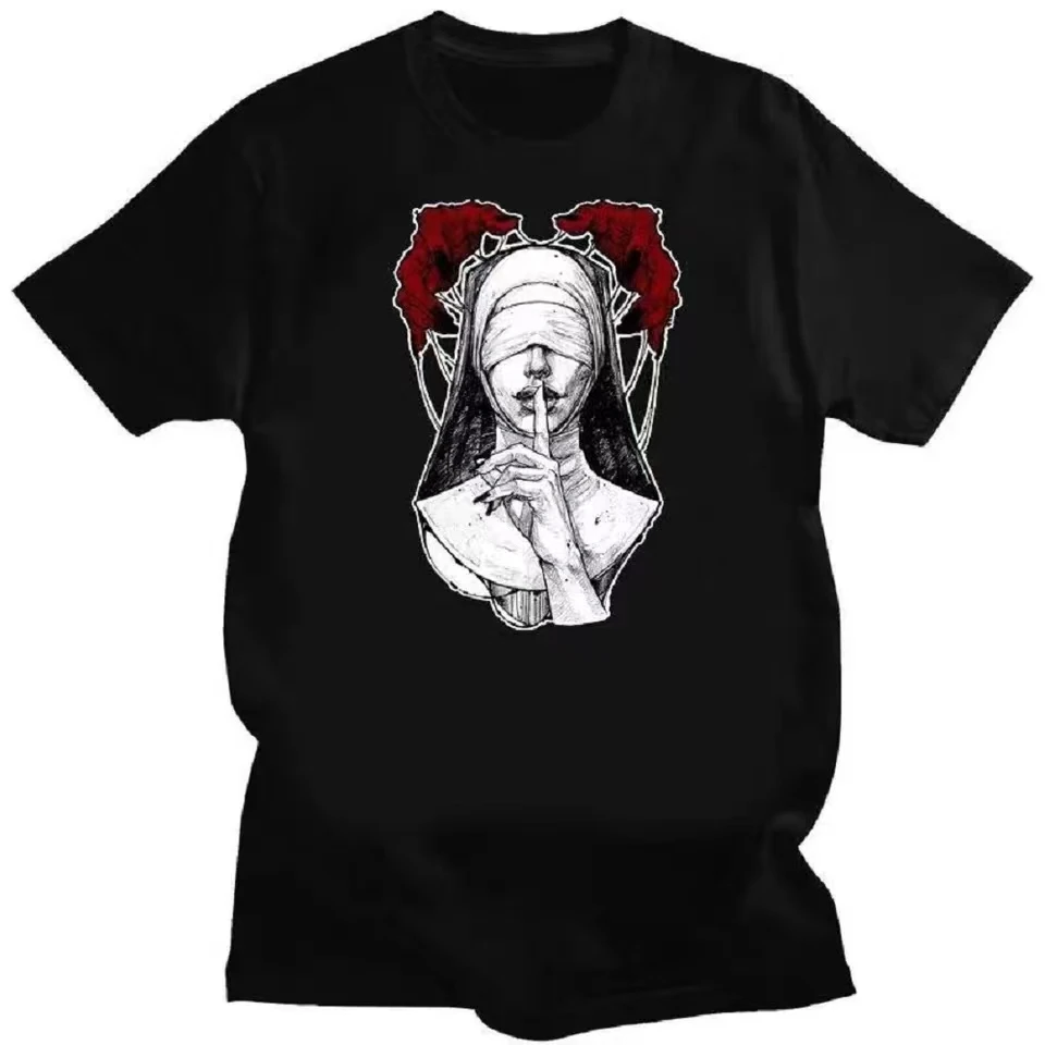 Satanic Nun Tattoos Unholy Tshirt Sexy Men T  Summer Comfort Funny Tee Shirt Print Creativity Novelty Male Short Sleeve