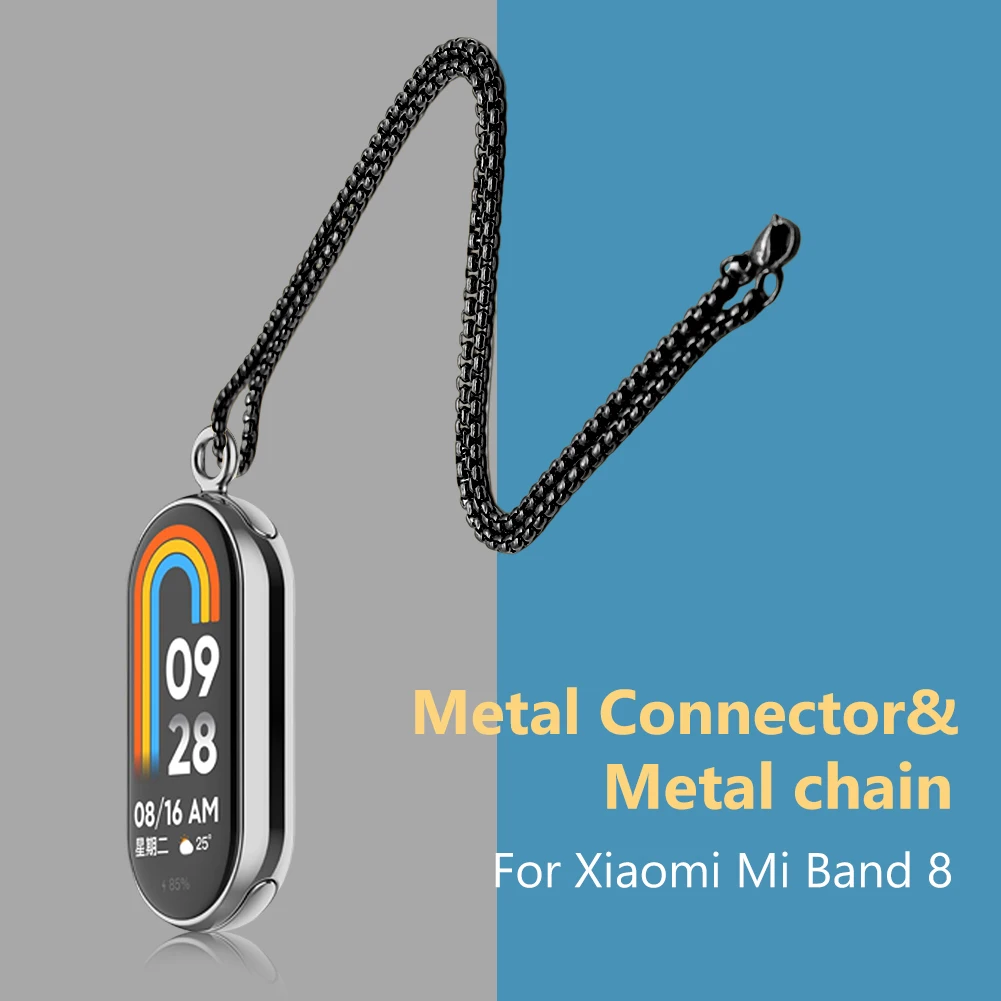 

2pcs Connector Adapter with Metal Chain Watch Band Strap Adapter Anti-corrosion Replacement DIY Accessories for Xiaomi Mi Band 8
