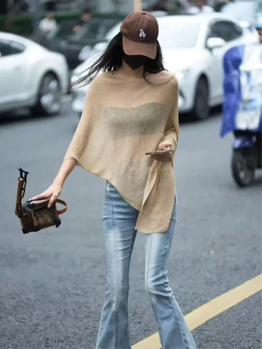 Irregular Cape Shawl Sun Protection Sunscreen Air Conditioning Clothes Women Loose Thin Ice Silk Knitted Top