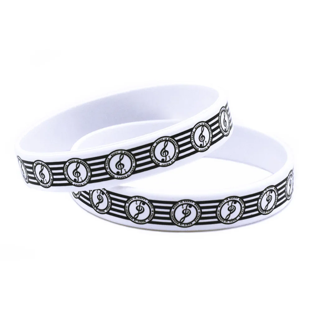 1 PC bedrucktes Musiknoten-Gummiarmband, Fans unterstützen Musik-Promi-Merchandise, dehnbares Armband, modisches Silikon-Armband – Detail 3