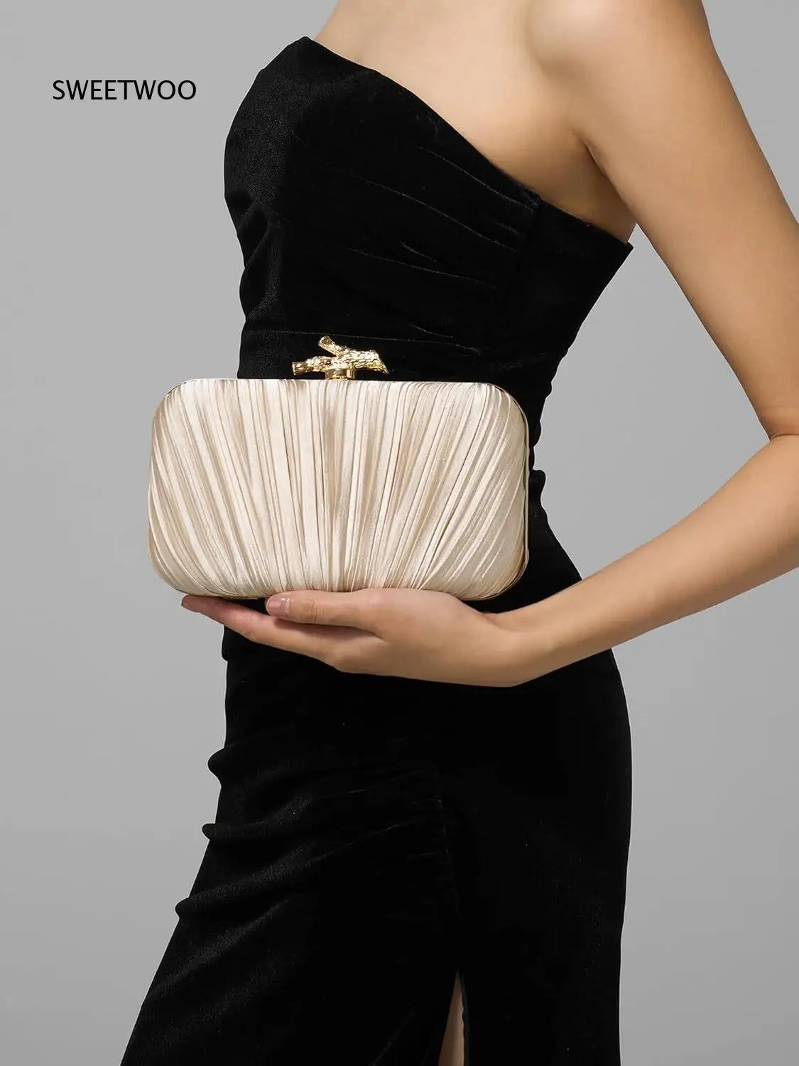 Elegant Pleated Clutch Bag for Women Evening Party Purse Wedding Banquet Handbag