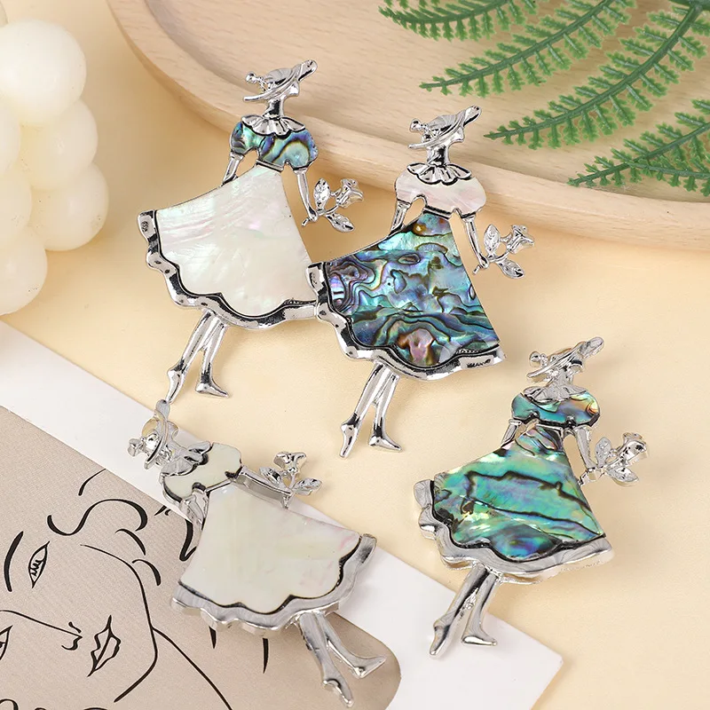 Creative cartoon alloy pendant with abalone shell inlay for little girls, dual-purpose diy Jewelry accessories