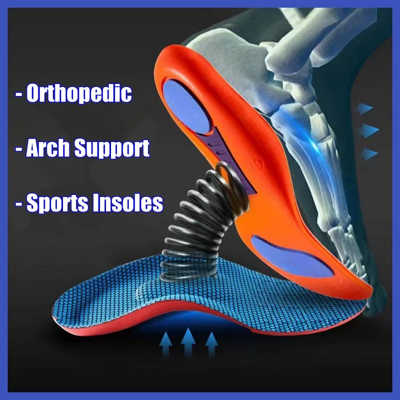 Orthopedic Insoles for Shoes Men Women Arch Support Flat Foot Insole Plantar Fasciitis Shock-absorbing Sports Running Shoe Pads