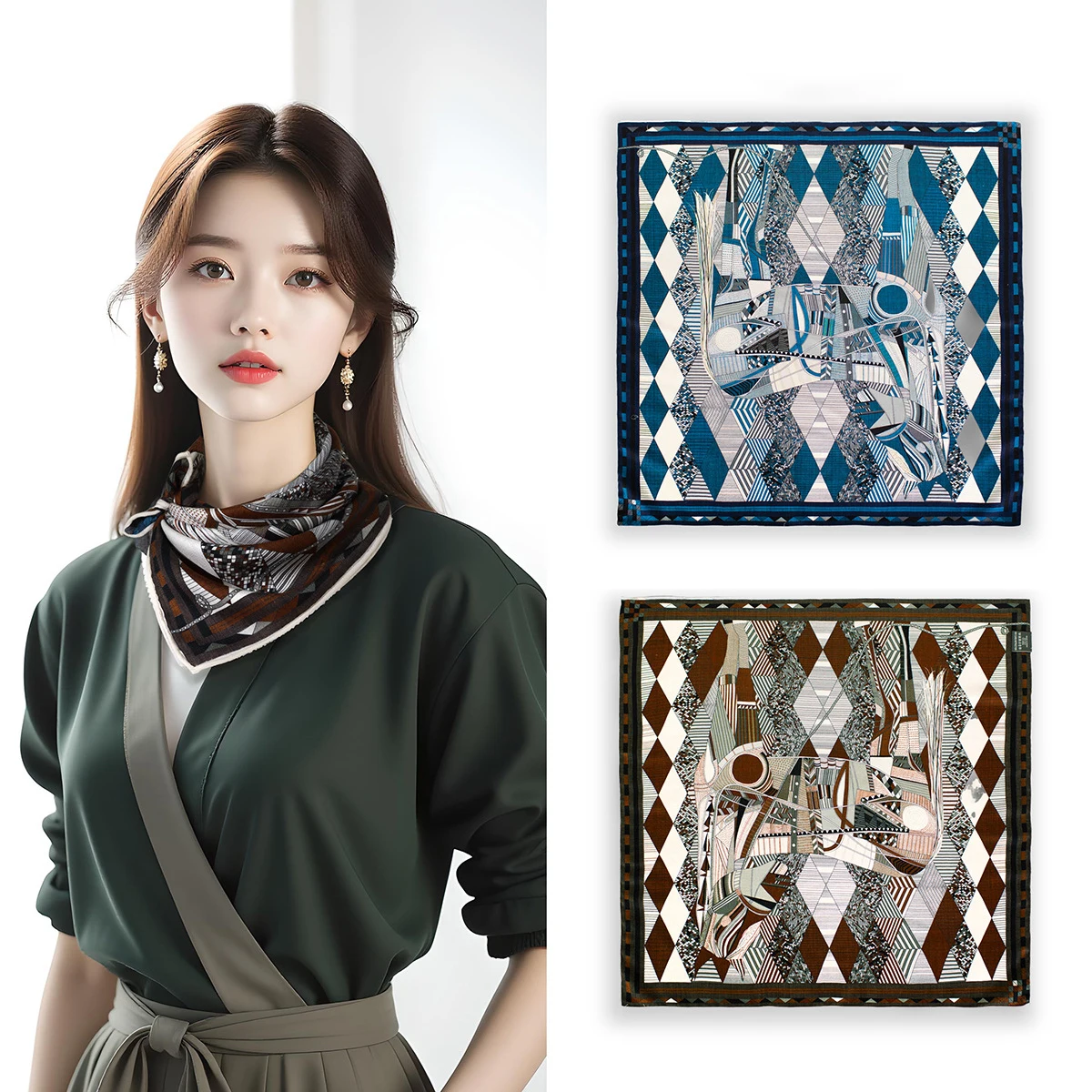 

Зимний шарф с лицом AB, 65 см, шали скрученные вручную по краям, маленькие шарфы для волос на голову, рождественский подарок для мамы и любовника