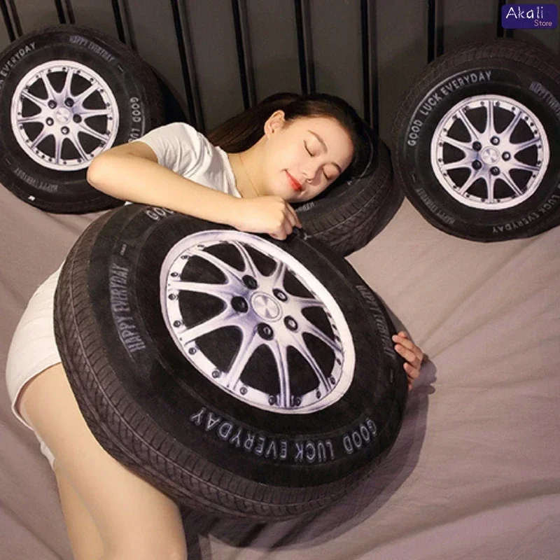 Car Tire-Shaped Throw Pillow Washable All-Season Cushion for Office Chair Sofa and Living Room Decor Children's Gifts