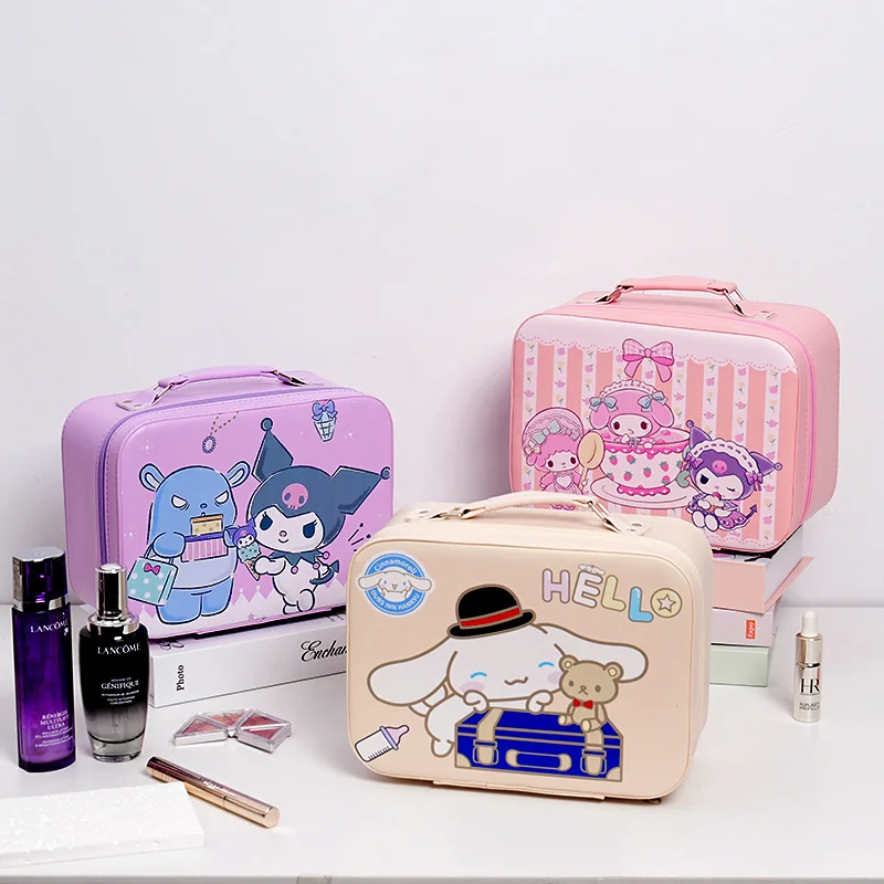 Cute Anime Cartoon Kuromi Makeup Bag Large Capacity Portable Sanrio Makeup Box Makeup Guka Storage Luggage