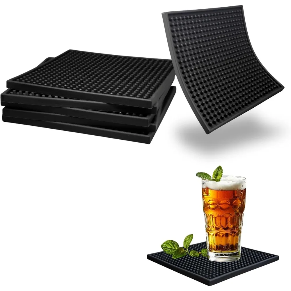

Silicone Coasters Set - 6 Pack - 6 Inch Square Drink Coasters for Coffee Table & Desk - Absorbent & Anti-Slip - Outdoor & Indoor