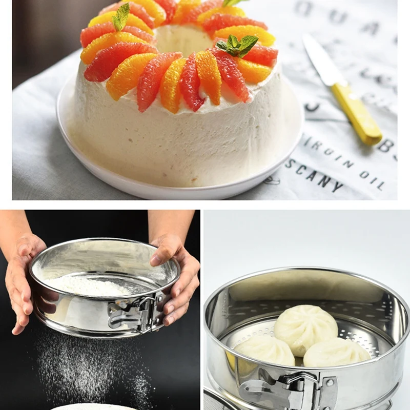 3-In-1 Cake Mold Steel Flour Sieve Steamer Multifunctional Cake Mold Baking Tool Cake Pan