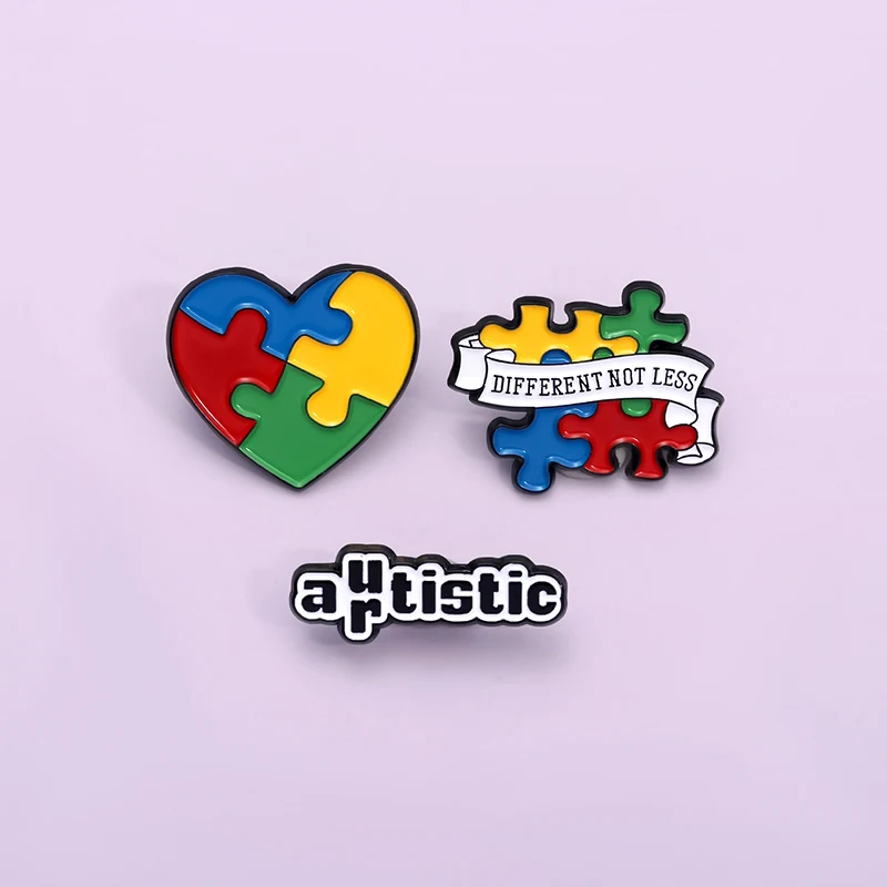 Autistic Colorful Puzzle Enamel Pins Backpack Clothes Brooches Autism Psychological Health Awareness Lapel Badge for Friends