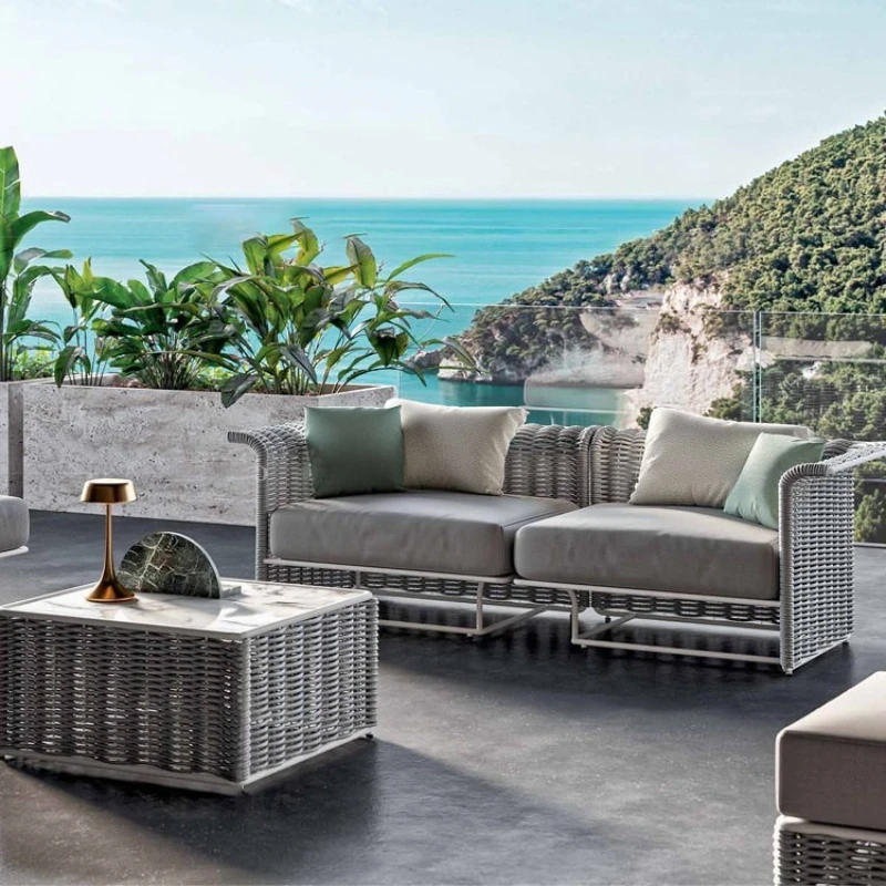 

Outdoor sofa courtyard terrace simple rattan sofa waterproof sunscreen balcony rattan chair furniture