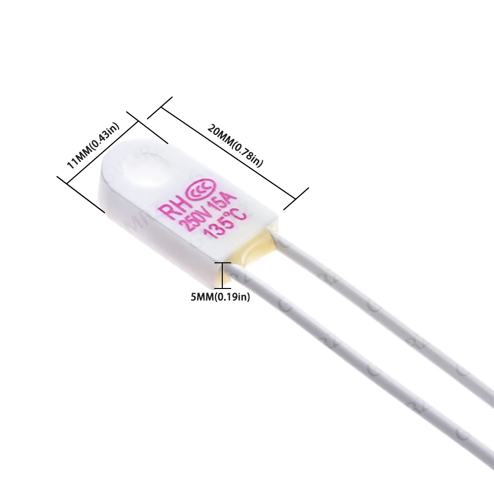 5PCS RH/Tf RH 135C RH 13 5Degree RH135 Temperature Fuse 15A 250V Thermal Links Over Temperature Protector 135C RH 250V Celsius