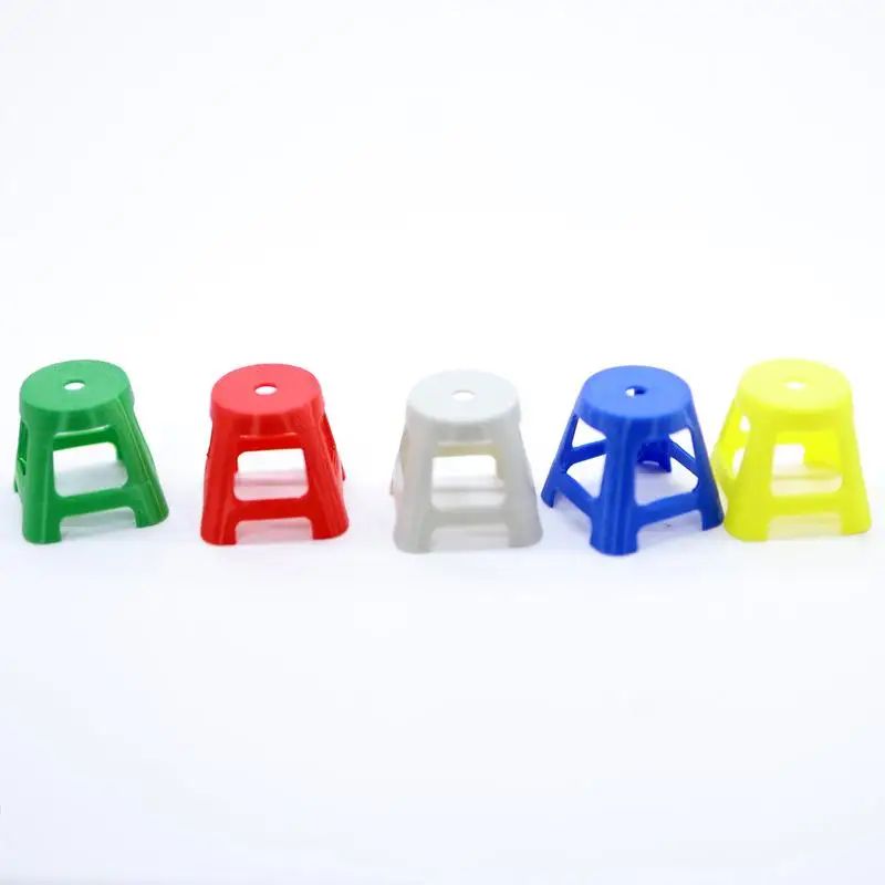 5Pcs/set Dollhouse Miniature Plastic Stools Model Mini Simulation Chairs Ornaments Dolls House Decor Pretend Play Toy For Kids