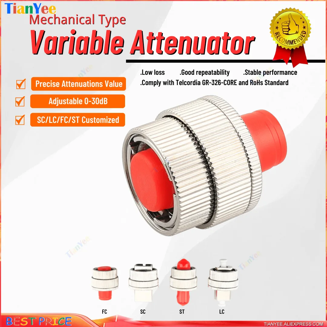Imagem -02 - Atenuador Ajustável da Fibra Ótica Atenuador Singlemode fc sc st lc Sma Simplex Escala 030db Peças Pelo Lote