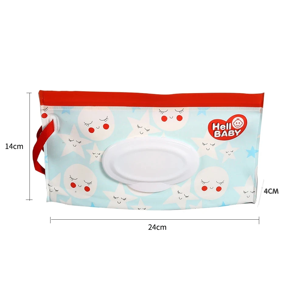 EVA Baby Wet Wipe Pouch Wipes Holder Case Flip Cover Snap-Strap Reusable Refillable Wet Wipe Bag Outdoor Useful Tissue Box