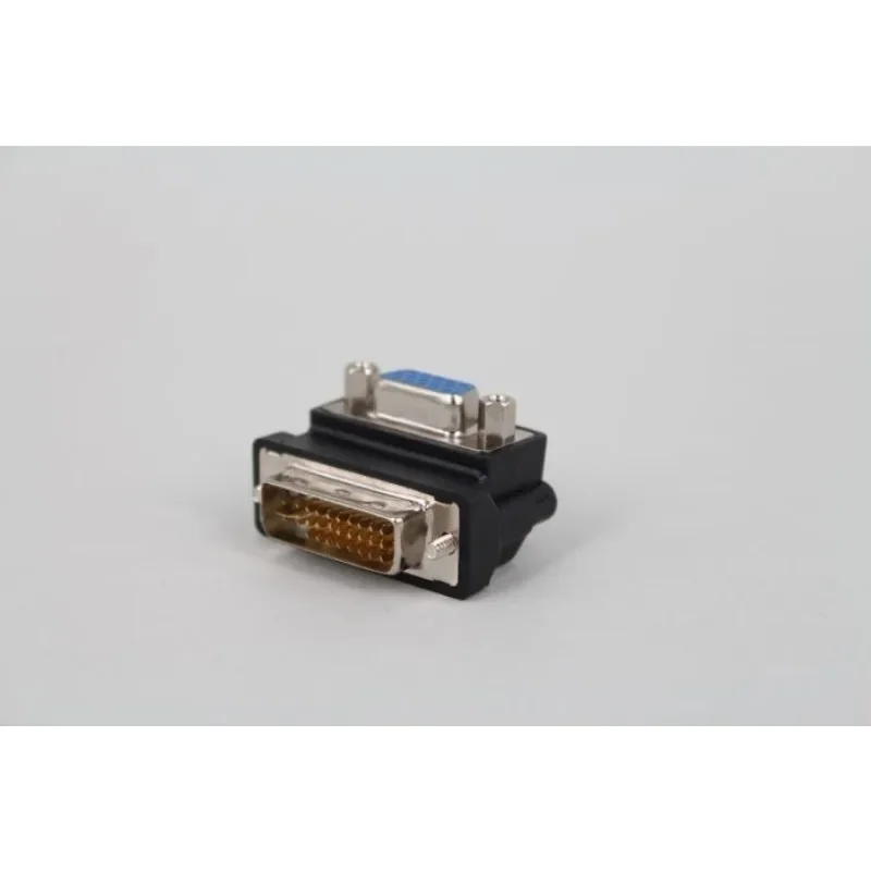 DVI Male To VGA Female 90 Elbow Adapter VGA To Male To Female DVI (24+5) Connector Connected To Computer HD