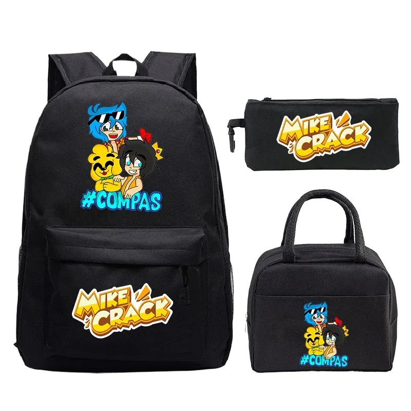 Mochila de dibujos animados Mikecrack, 3 unidades/juego, mochila con cremallera, mochilas escolares para niños y niñas, mochila de Anime, mochila para niños, bolsa de viaje, Mochila