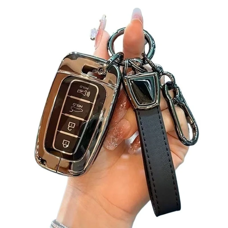 

Zinc Alloy Key Fob Cover for 2010-2013 Hyundai Ix35/Sonata 8/Langdong, Heavy Duty Metal Protective KeyCase Shell with Keychain
